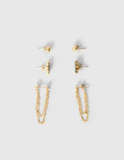 Strass Oorbellen Set Goud