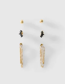 Strass Oorbellen Set Goud