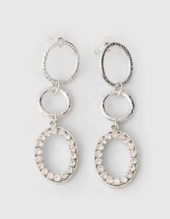 Strass Oval Oorbellen Zilver