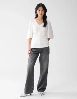 Strass Ruffle Top Gebroken Wit