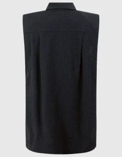 Strass Stripe Blouse Zwart