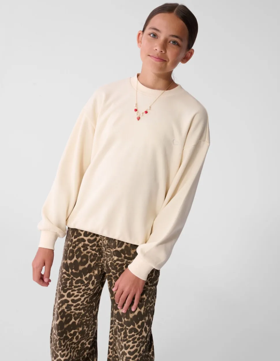 Strass Tekst Sweater Gebroken Wit