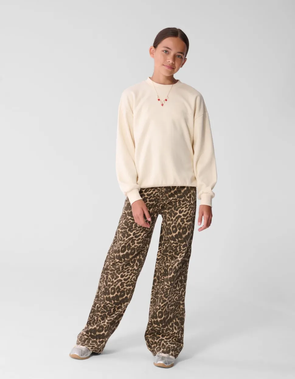 Strass Tekst Sweater Gebroken Wit