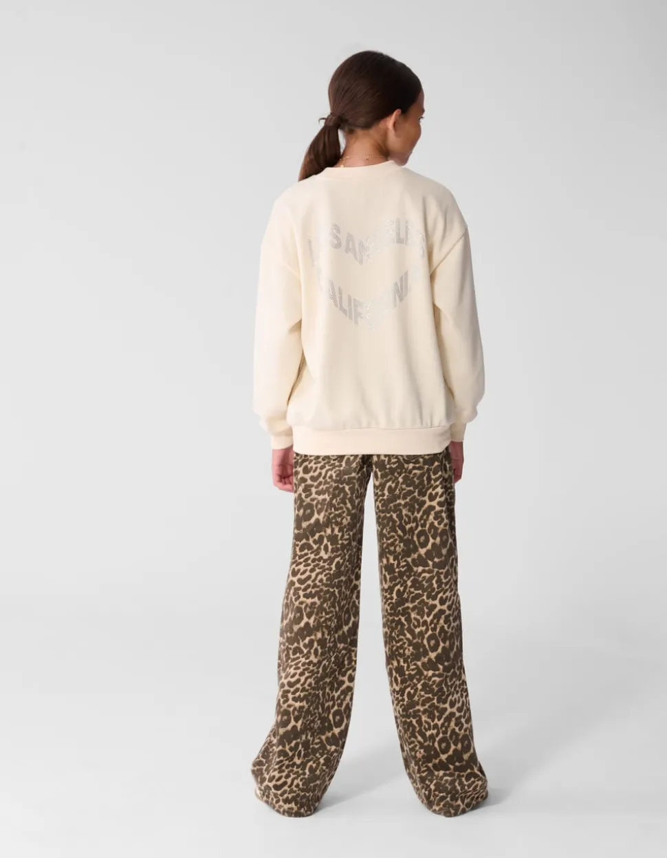 Strass Tekst Sweater Gebroken Wit