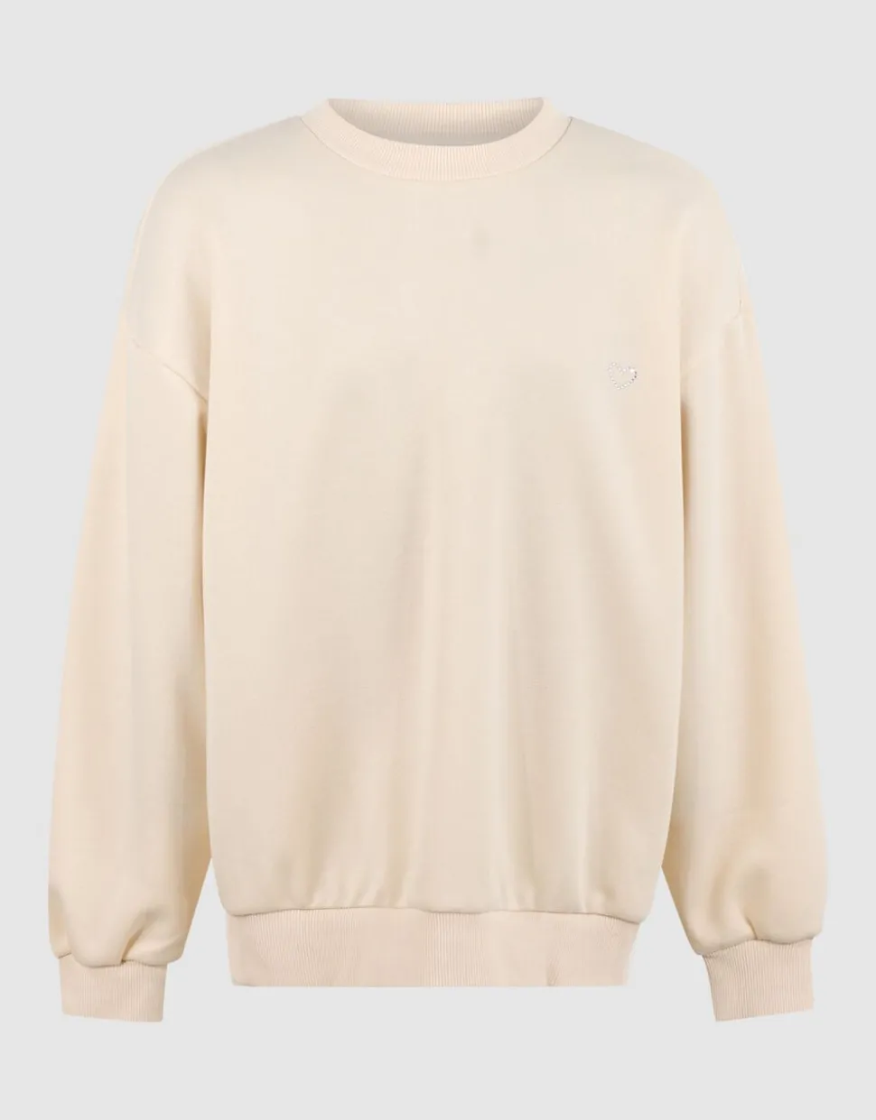 Strass Tekst Sweater Gebroken Wit