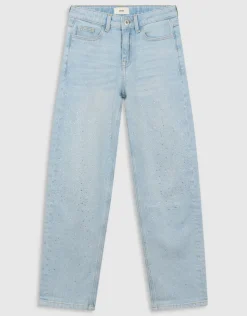 Strass Wide Leg Fit Jeans Bleached