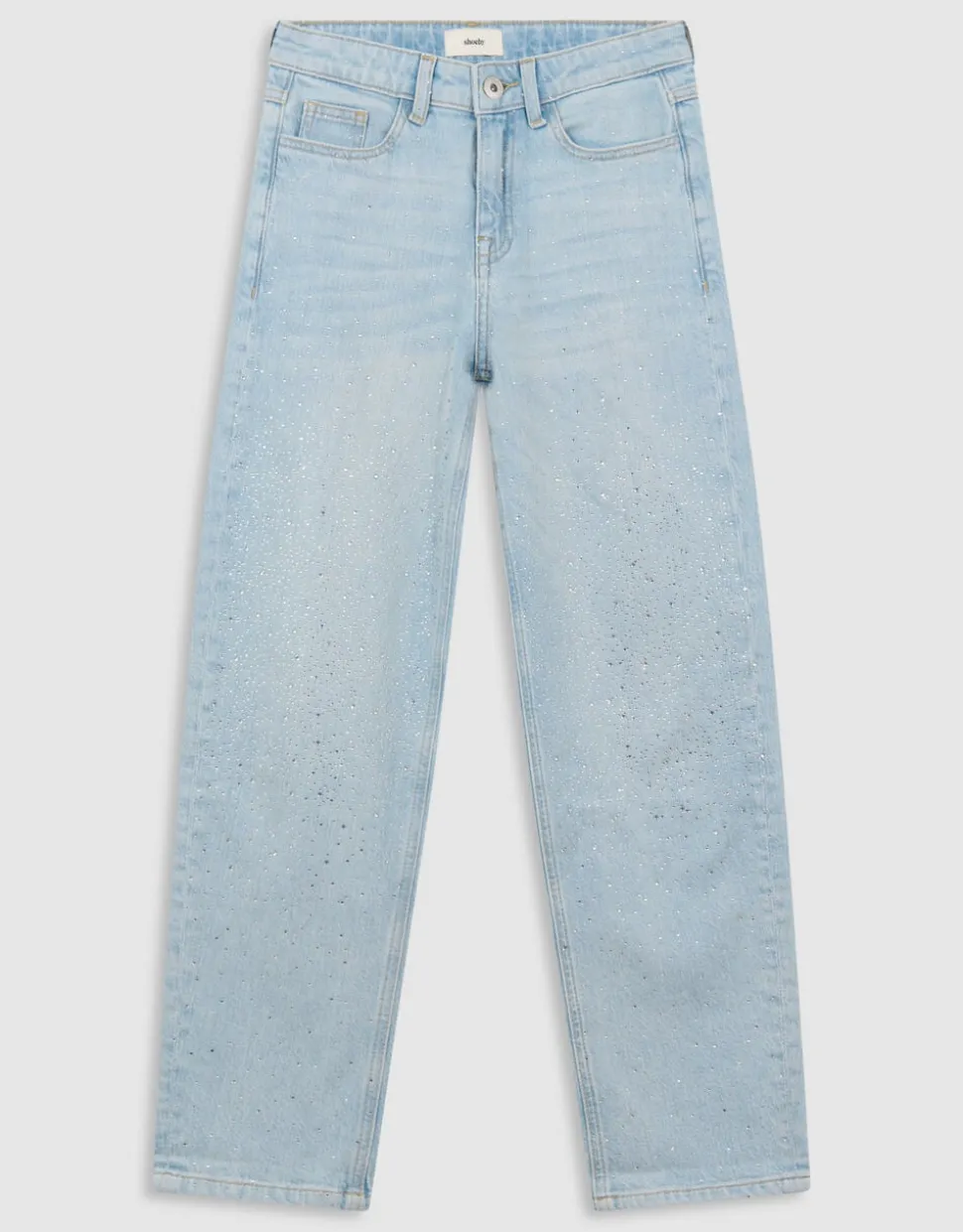 Strass Wide Leg Fit Jeans Bleached