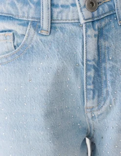 Strass Wide Leg Fit Jeans Bleached