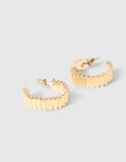 Striped Hoop Oorbellen Goud