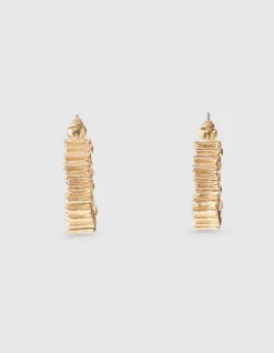 Striped Hoop Oorbellen Goud