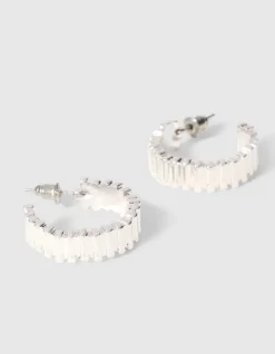 Striped Hoop Oorbellen Zilver