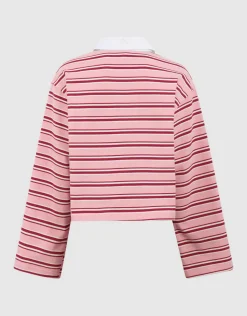 Striped Longsleeve Polo Rood/Roze