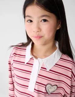 Striped Longsleeve Polo Rood/Roze