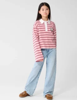 Striped Longsleeve Polo Rood/Roze
