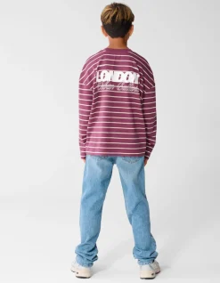 Striped Longsleeve T-shirt Donkerrood