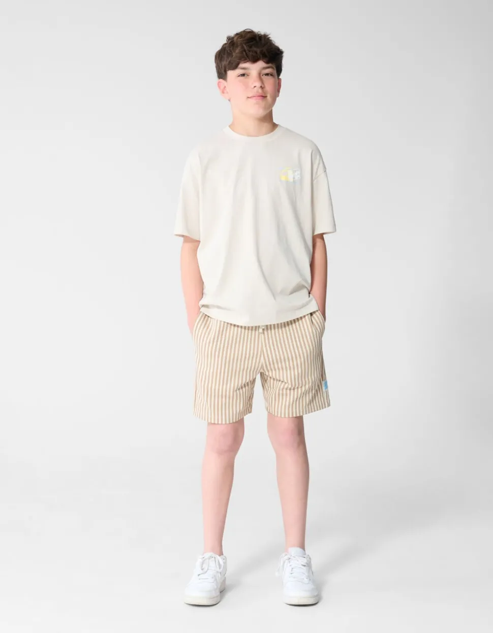 Striped Short Beige