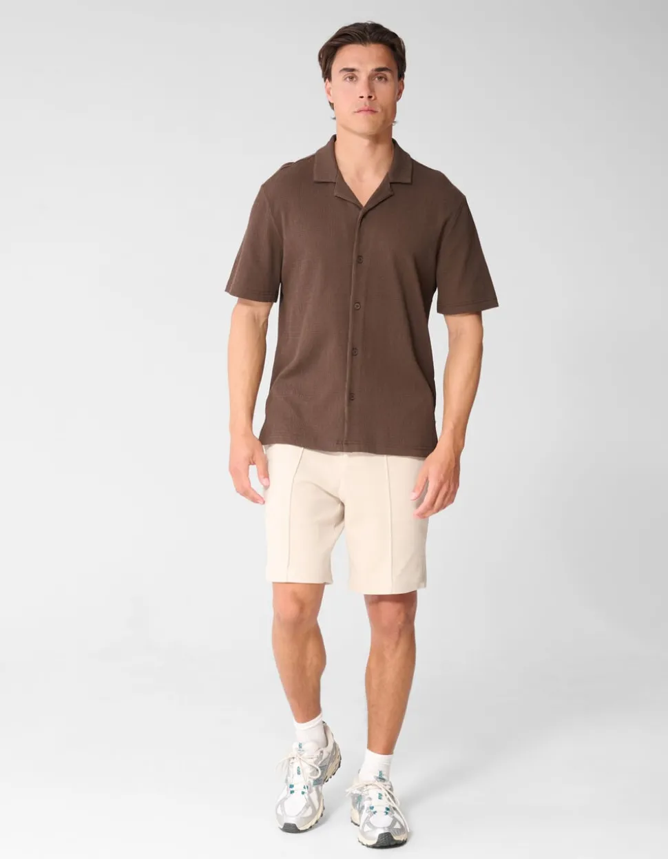 Structuur Overshirt Donkerbruin