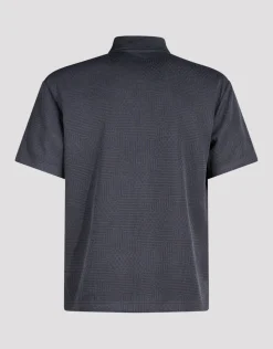 Structuur Zipper Polo Donkerblauw