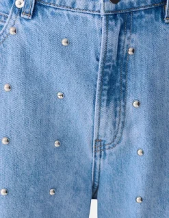 Stud Baggy Fit Jeans Bleached
