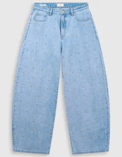 Stud Baggy Fit Jeans Bleached