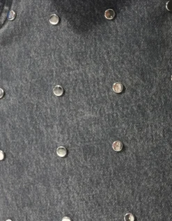 Studded Denim Jort Grijs