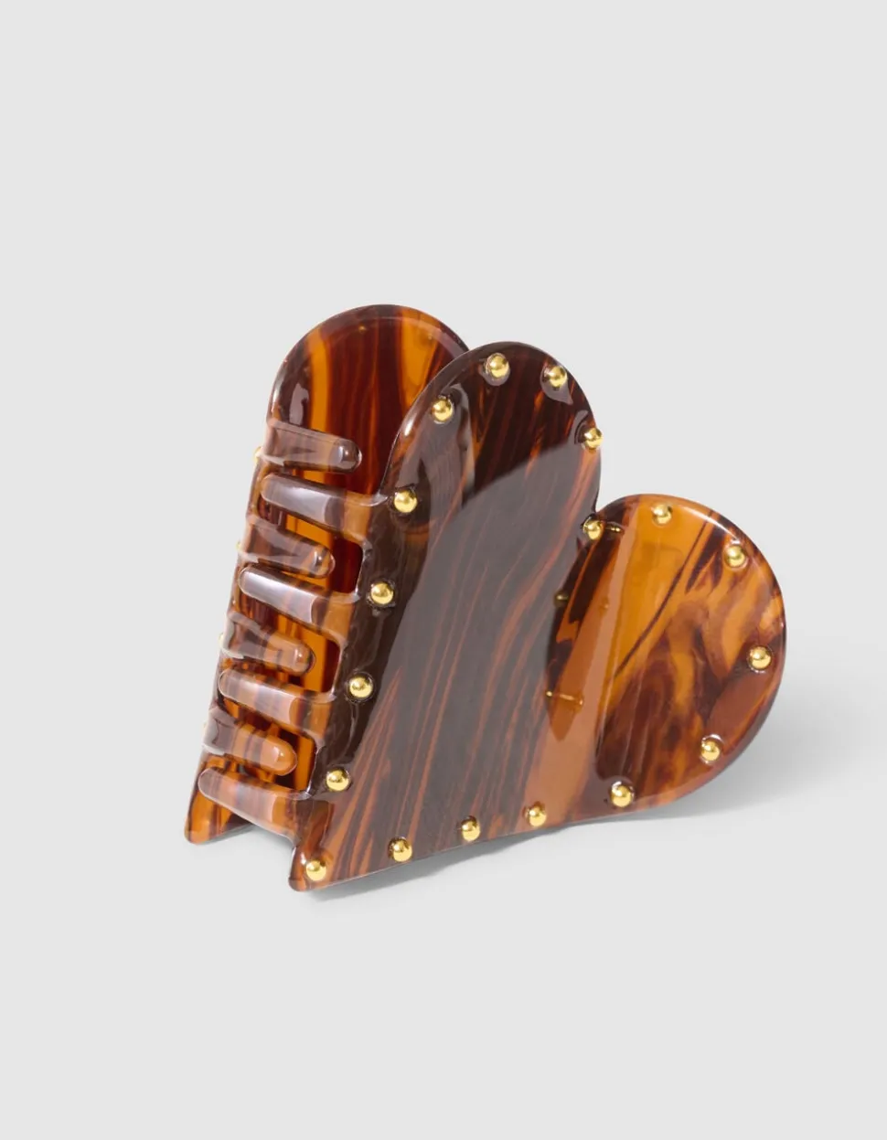 Studded Heart Haarclip Donkerbruin
