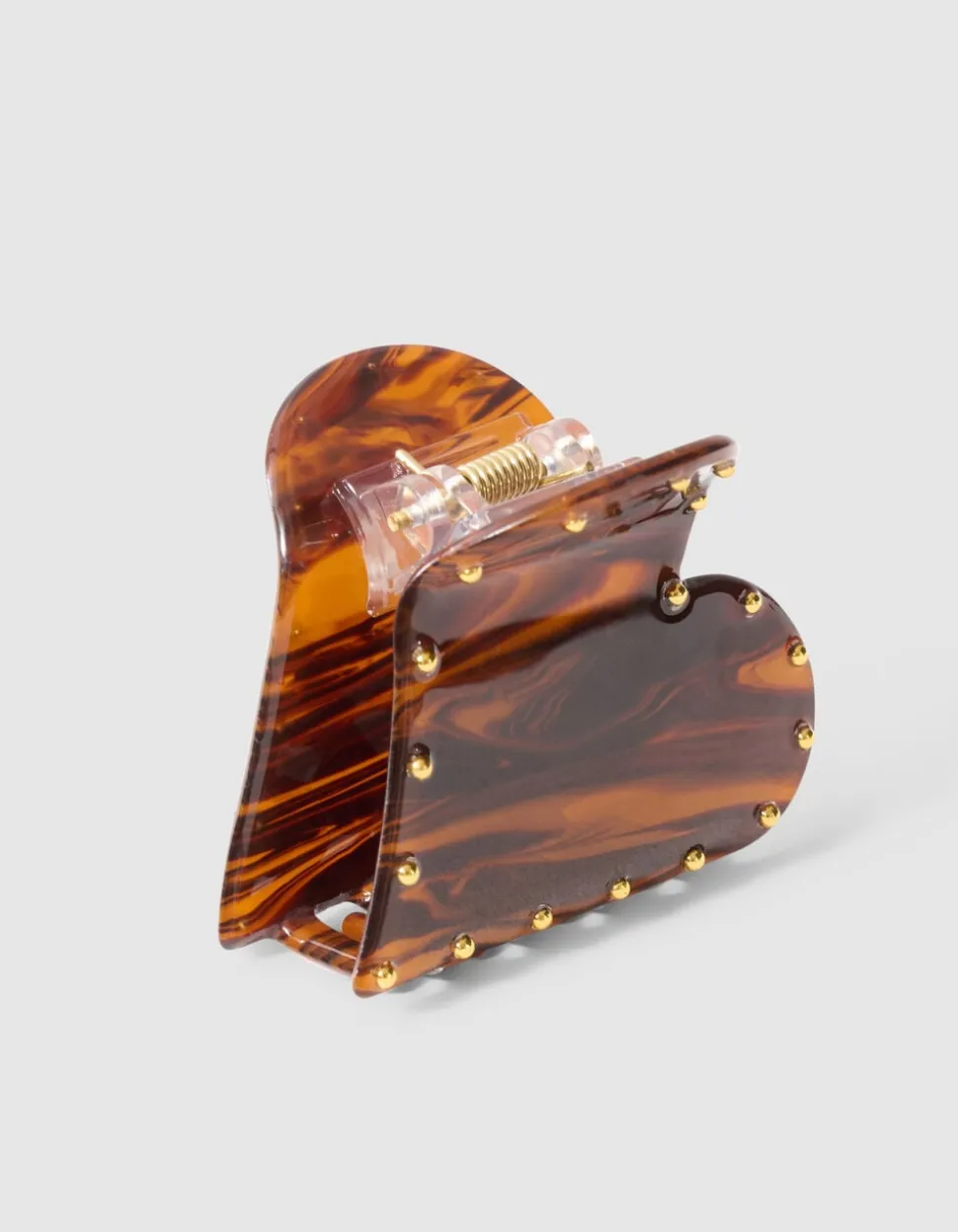 Studded Heart Haarclip Donkerbruin
