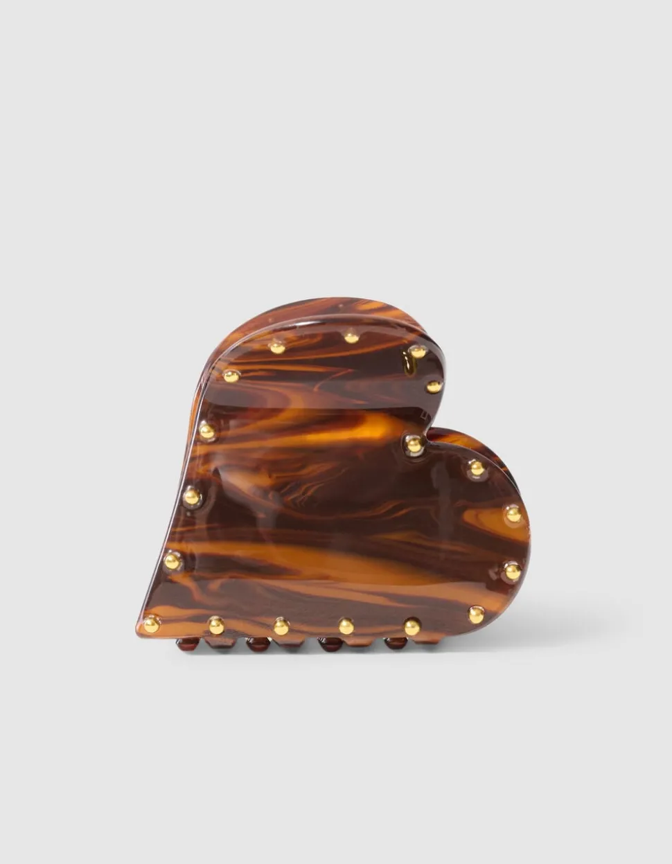Studded Heart Haarclip Donkerbruin