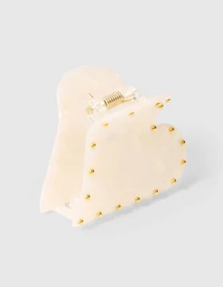 Studded Heart Haarclip Gebroken Wit