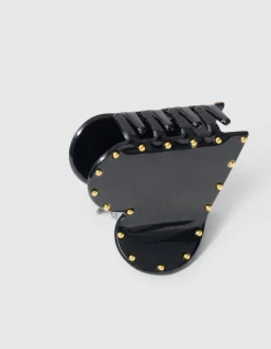 Studded Heart Haarclip Zwart