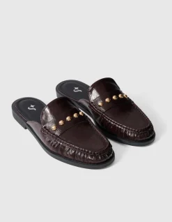 Studded Loafer Donkerrood