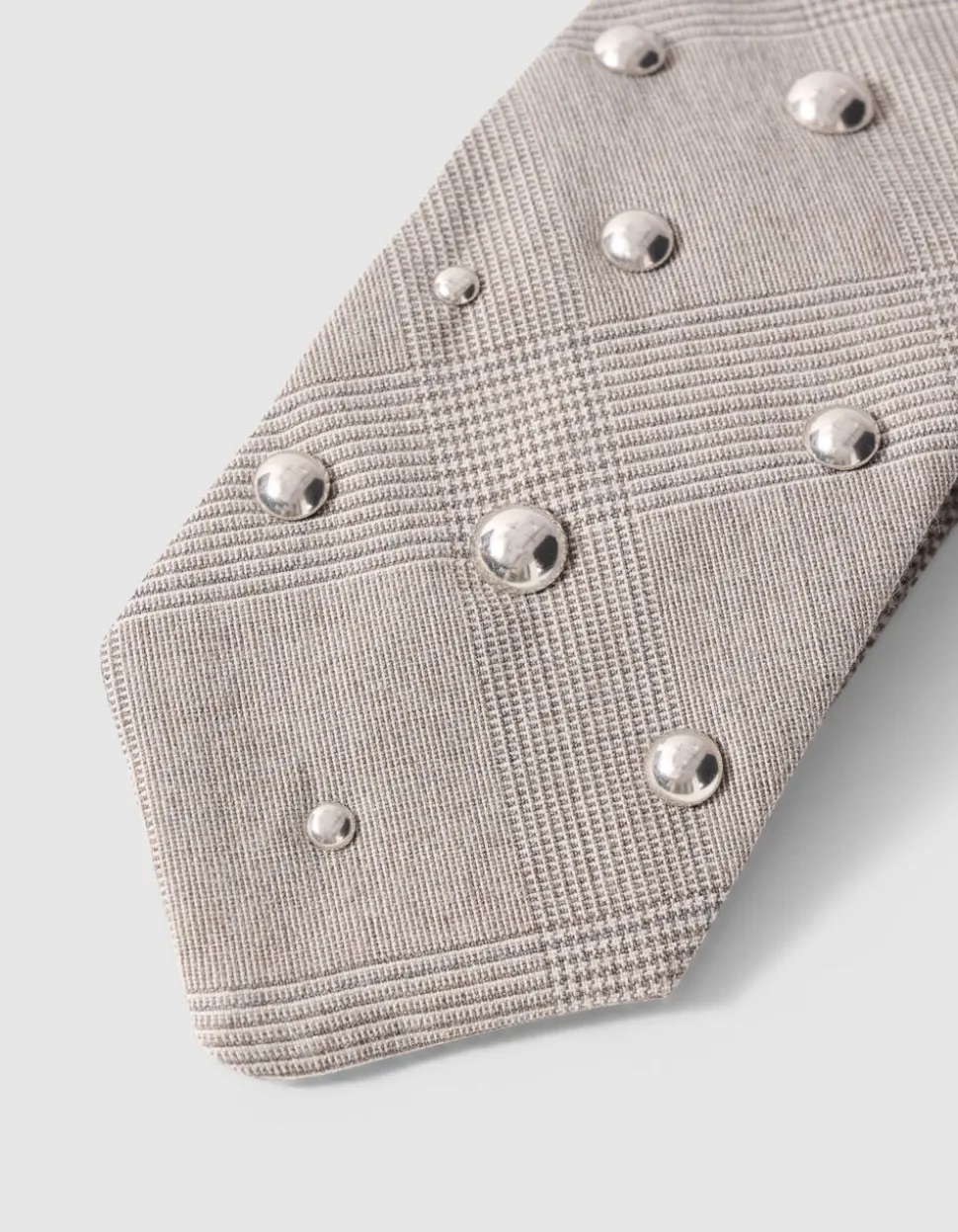 Studded Ruiten Stropdas Lichtgrijs