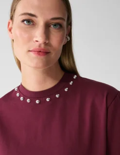 Studded T-shirt Donkerrood