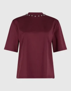 Studded T-shirt Donkerrood