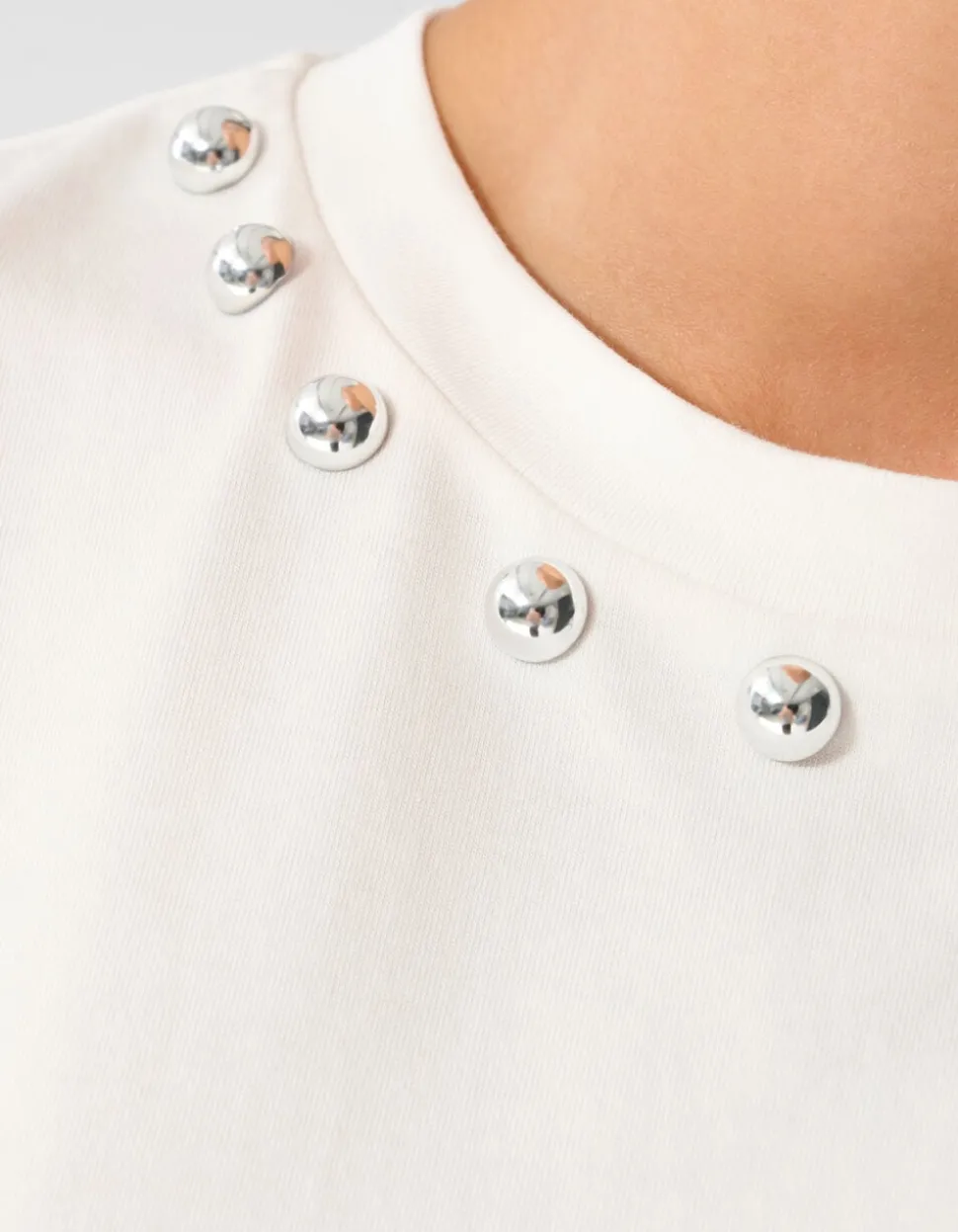 Studded T-shirt Gebroken Wit