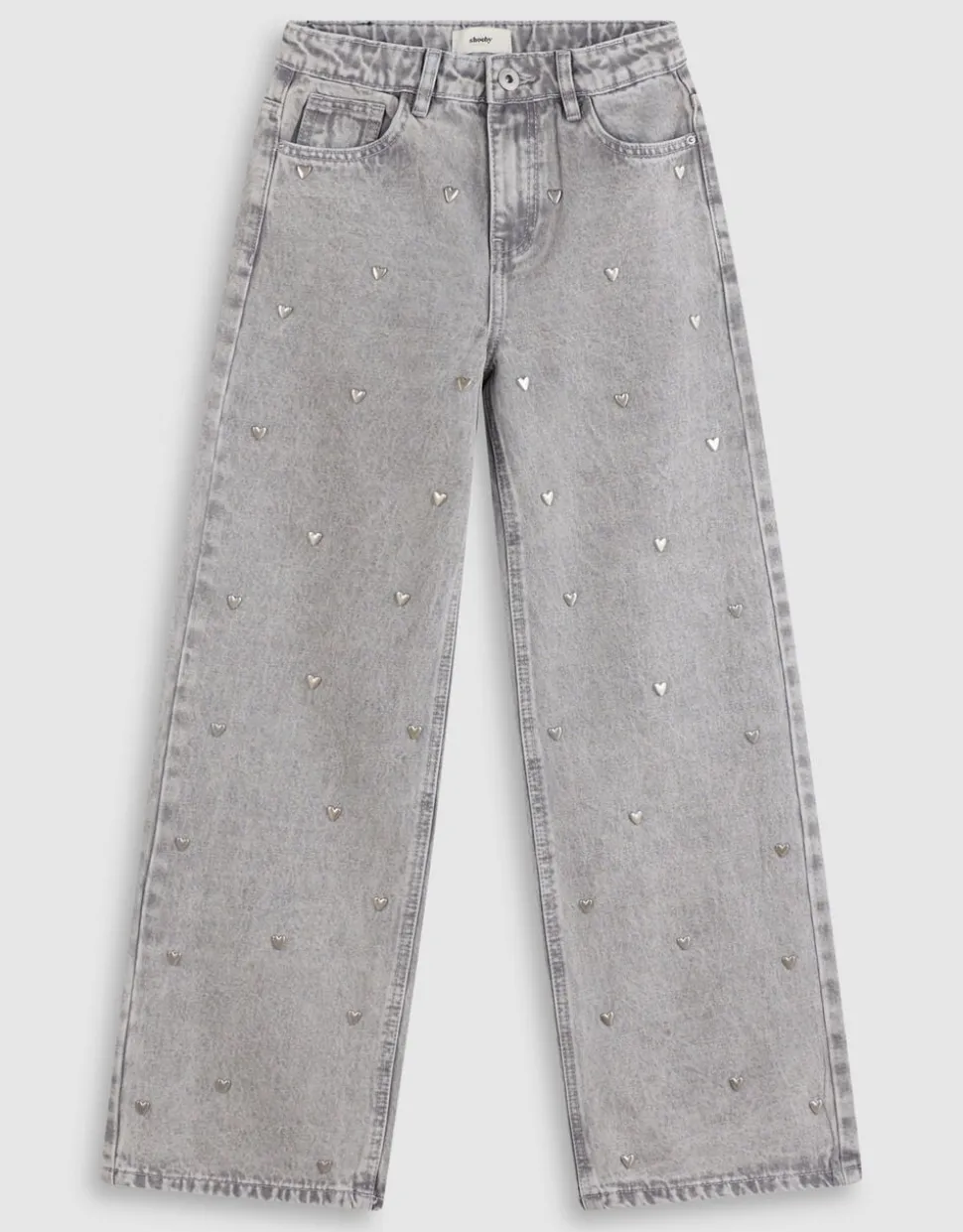 Studded Wide Leg Fit Jeans Grijs