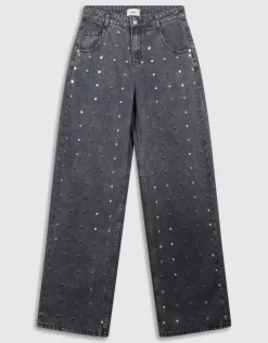 Studs Barrel Fit Jeans Grijs