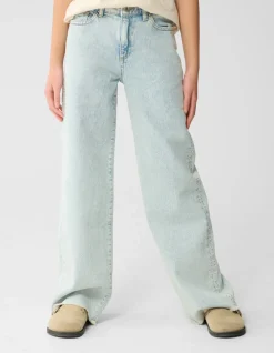 Studs Wide Leg Fit Jeans Bleached