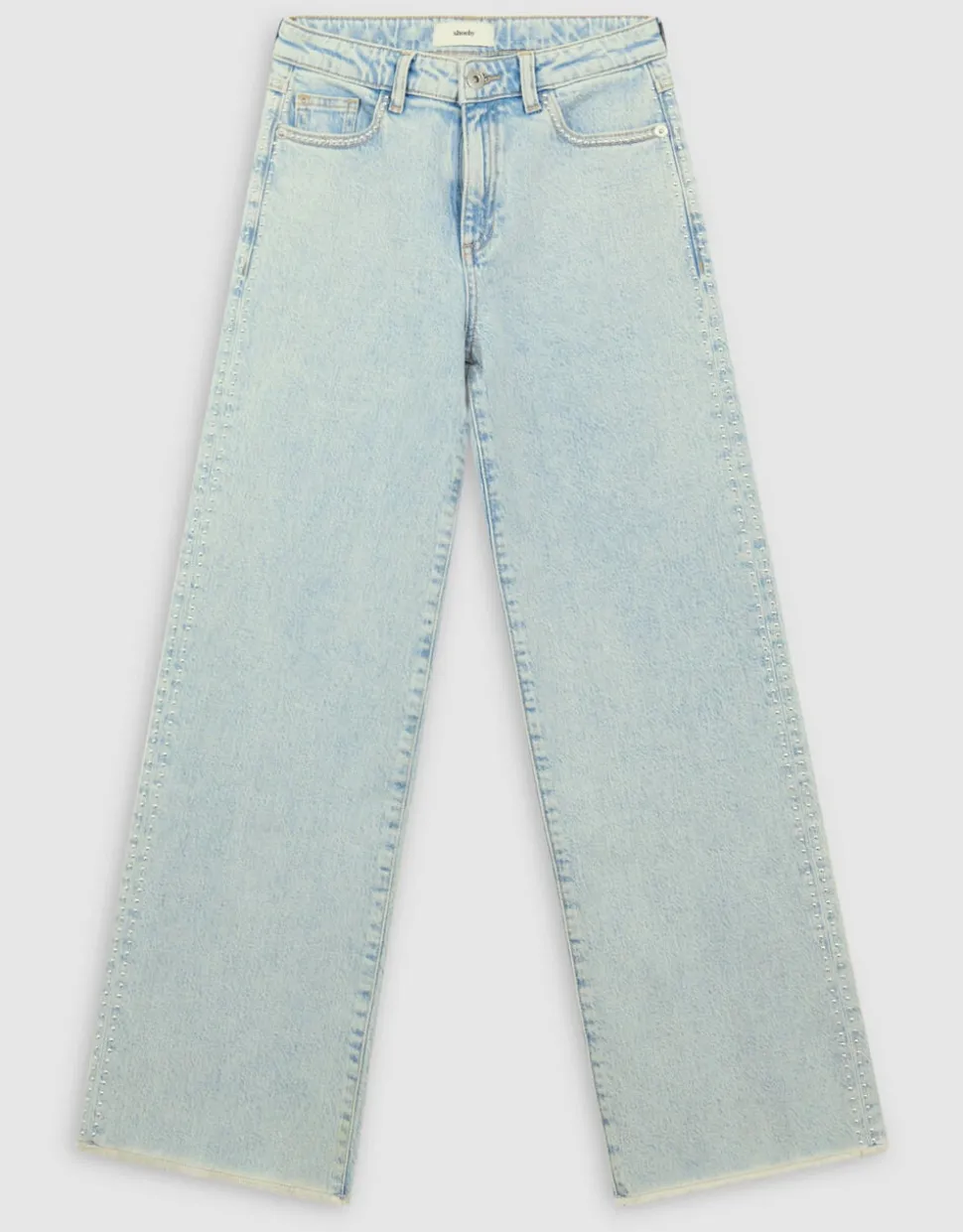 Studs Wide Leg Fit Jeans Bleached