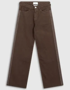 Stud Wide Leg Fit Jeans Bruin