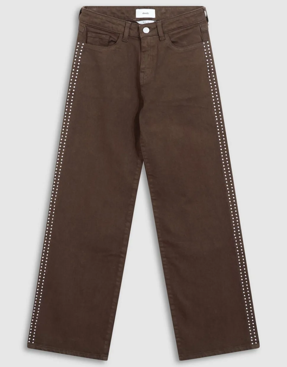 Stud Wide Leg Fit Jeans Bruin