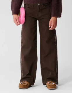 Stud Wide Leg Fit Jeans Bruin