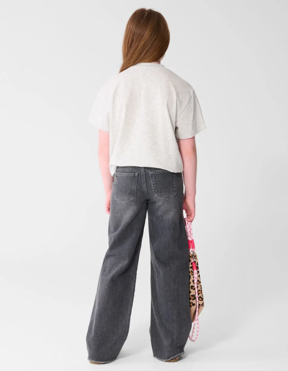 Stud Wide Leg Fit Jeans Donkergrijs