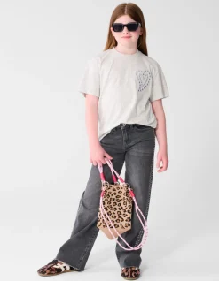 Stud Wide Leg Fit Jeans Donkergrijs