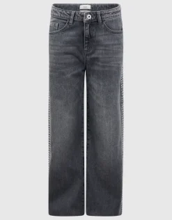 Stud Wide Leg Fit Jeans Donkergrijs