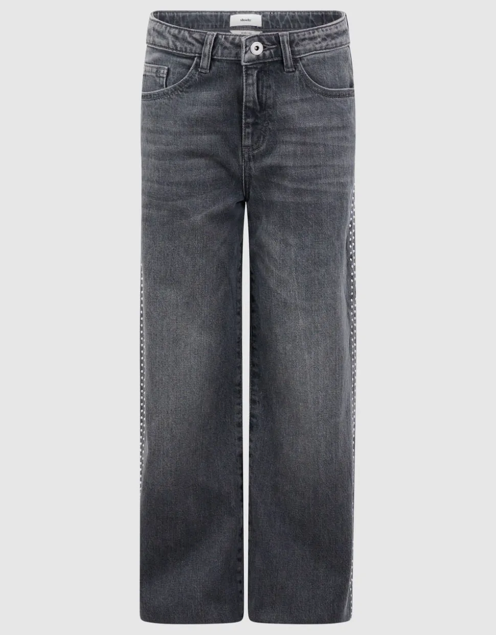 Stud Wide Leg Fit Jeans Donkergrijs