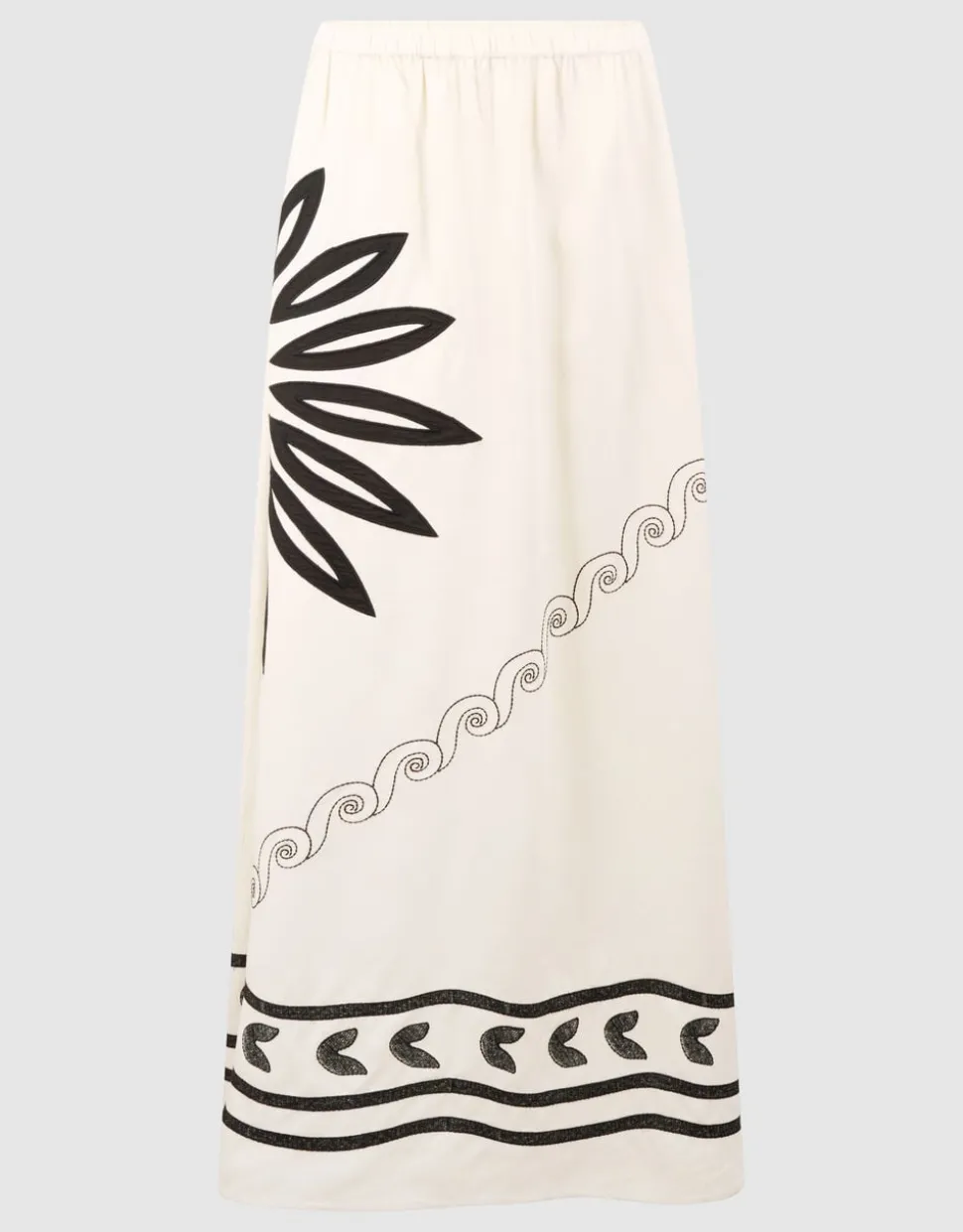 Sun Embroidery Maxi Rok Gebroken Wit