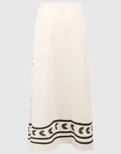 Sun Embroidery Maxi Rok Gebroken Wit
