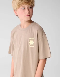 Sunny Side Artwork T-shirt Taupe