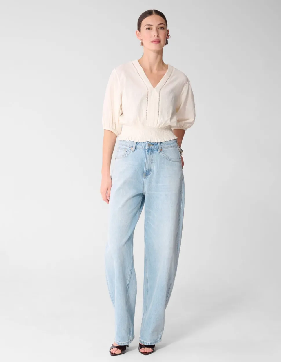 Tape Cropped Top Gebroken Wit